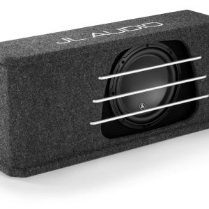 JL Audio HO110RG-W3V3 subwoofer enclosure finished in dark grey carpet