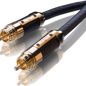 Oehlbach XXL Black Connection Master full-metal RCA plugs with leather-covered exteriors