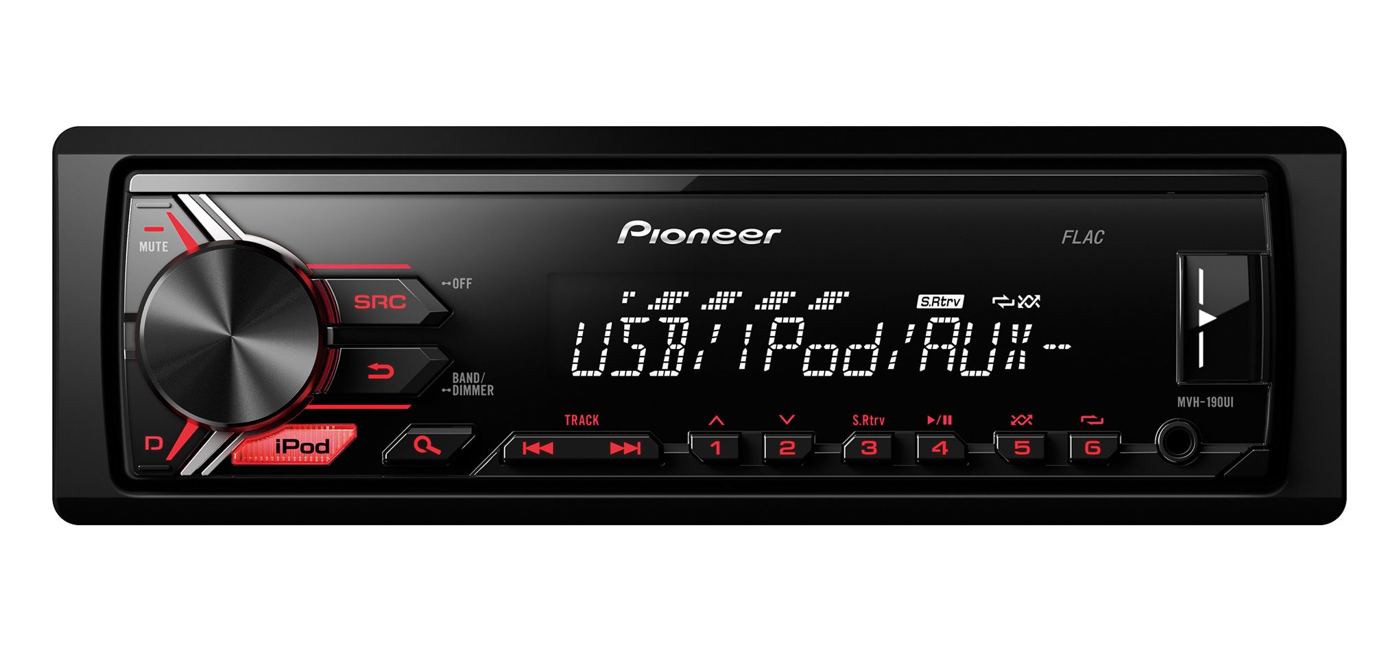 pioneer-mvh-190ui-magnetola-1 Pioneer MVH-190UI 1-DIN automobilinė magnetola
